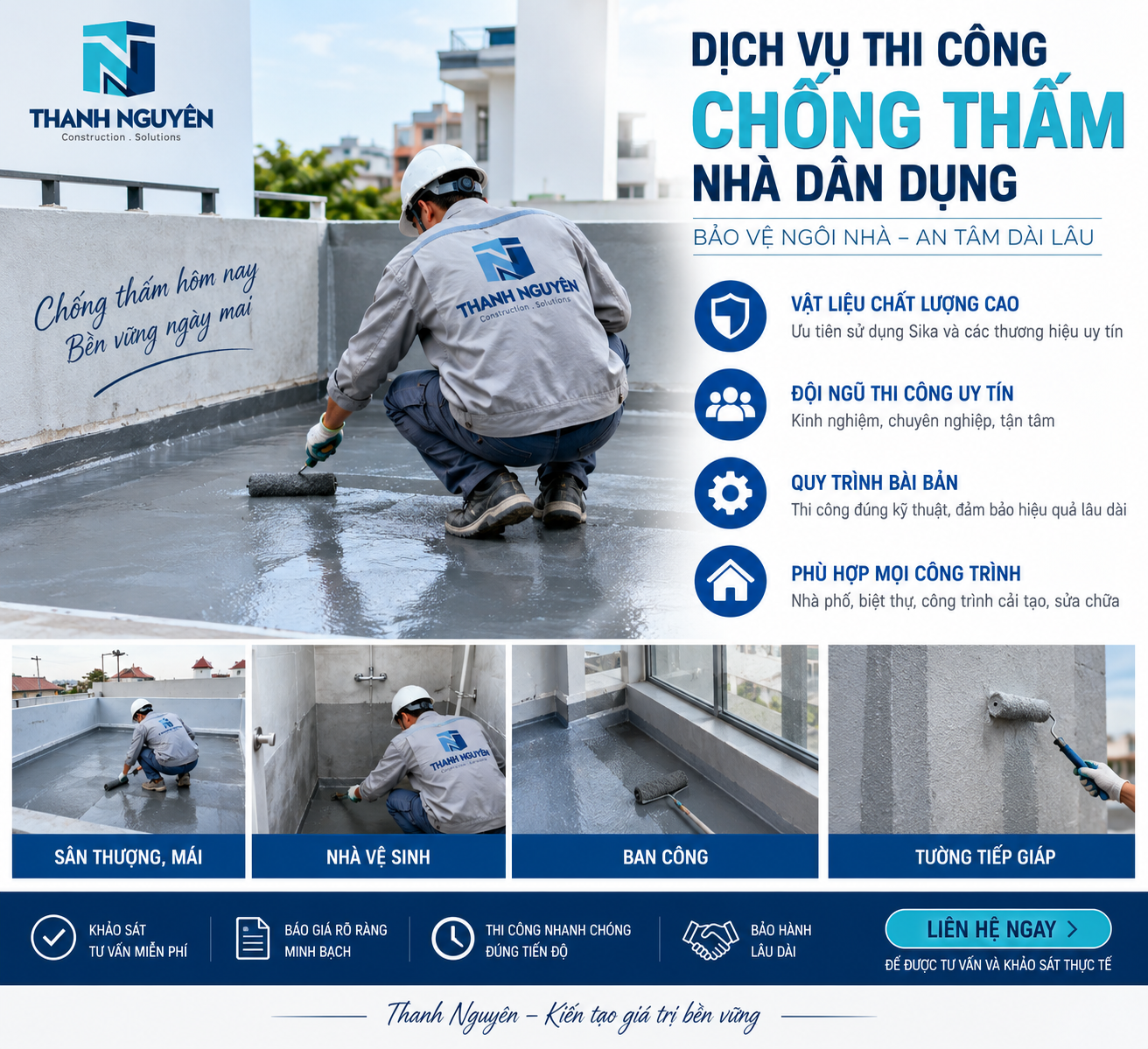 Dịch Vụ Thi Công Chống Thấm nhà dân dụng